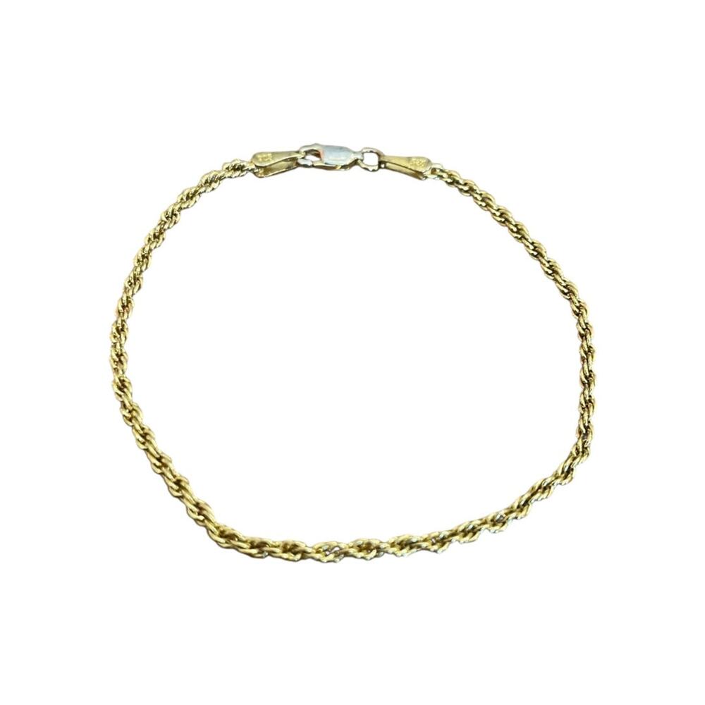 7" Gold Plated Rope Chain Bracelet Stamped 925 - Picture 5 of 12
